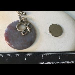 Large Round Blue/Gray Agate Pendant (C472)